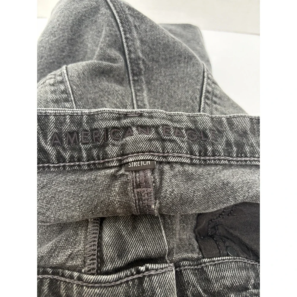 American Eagle Stretch Mid-Rise Curvy Straight Gray Denim Jeans Size 16 READ